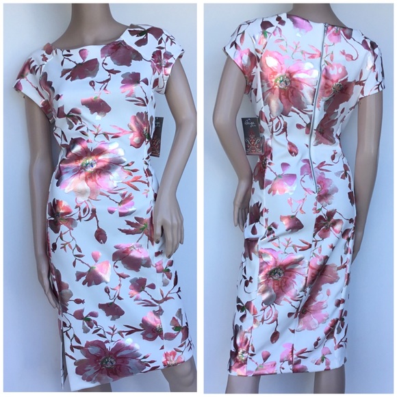 Beige by eci Dresses & Skirts - BeigeBy Eci Floral Metallic Sheath Social Dress 8